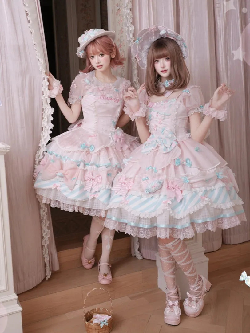 Candy Room Sweet Cake Lolita JSK Pink Blue Pastel