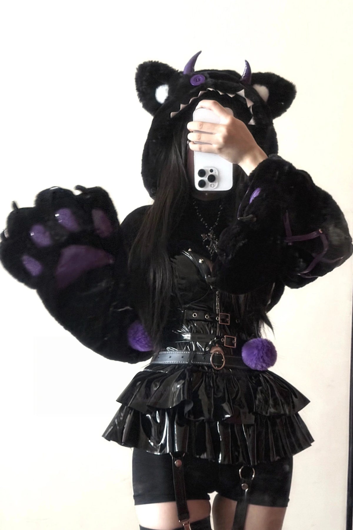 Demon Buttons Cute Cat Halloween Cosplay Costume
