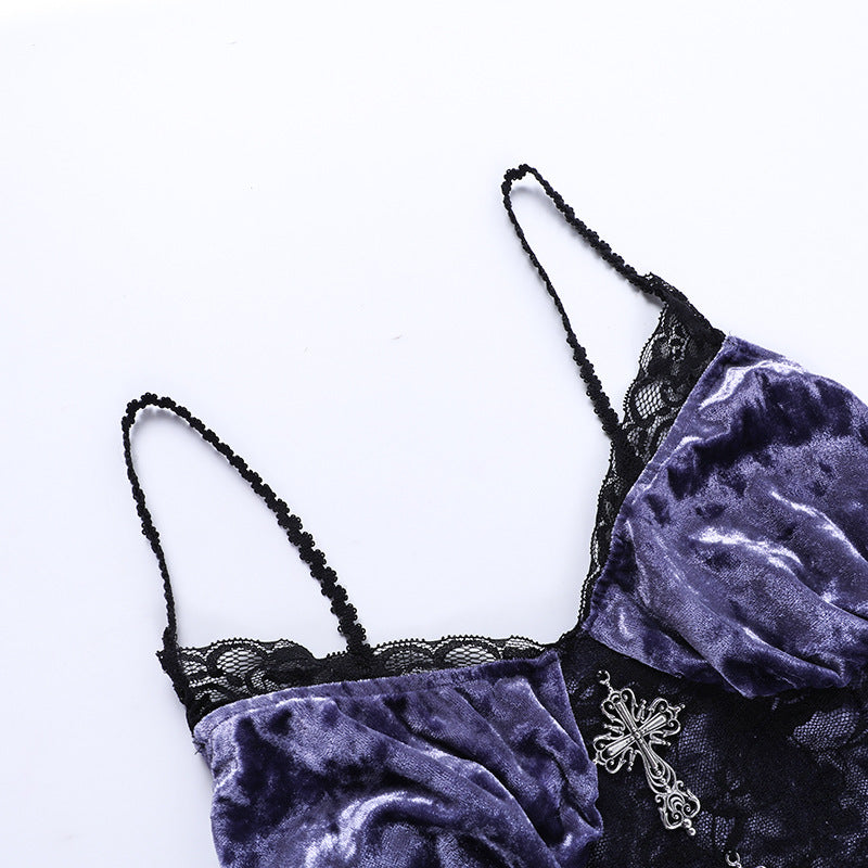 Lolita Gothic Halloween Purple Dress Set LG1016