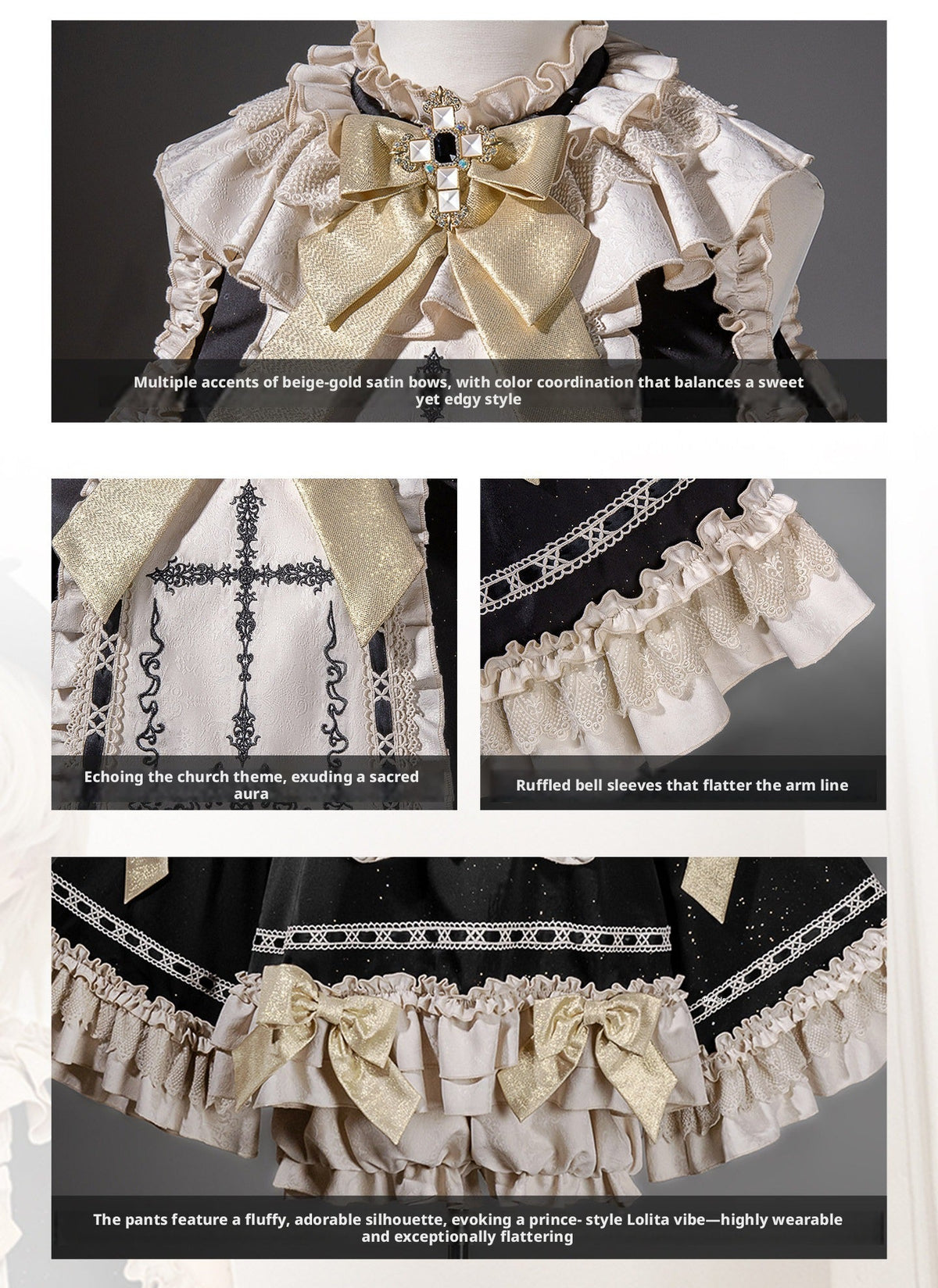 Cross Saint Lolita Dark Academia Gothic Ouji Prince Outfit Set