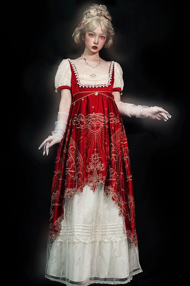 Stellar Map Lolita Wine Red Empire OP Dress