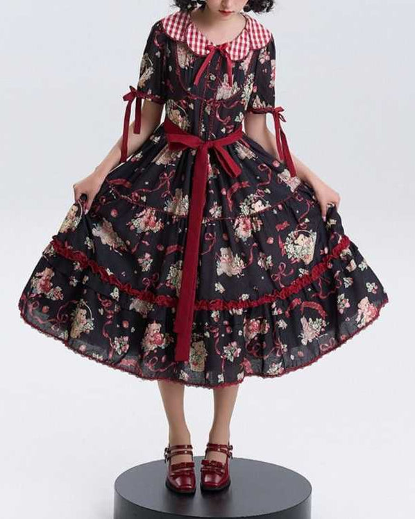 Lolita Sweet Strawberry Bear Cookie OP Dress LS1021