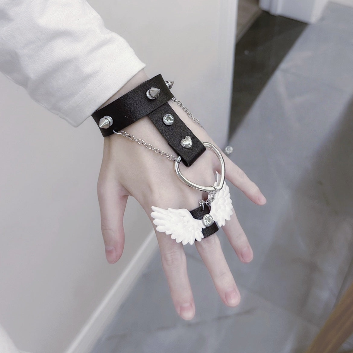 Y2K Cute Aqua Angel Wing Bracelet LE6011
