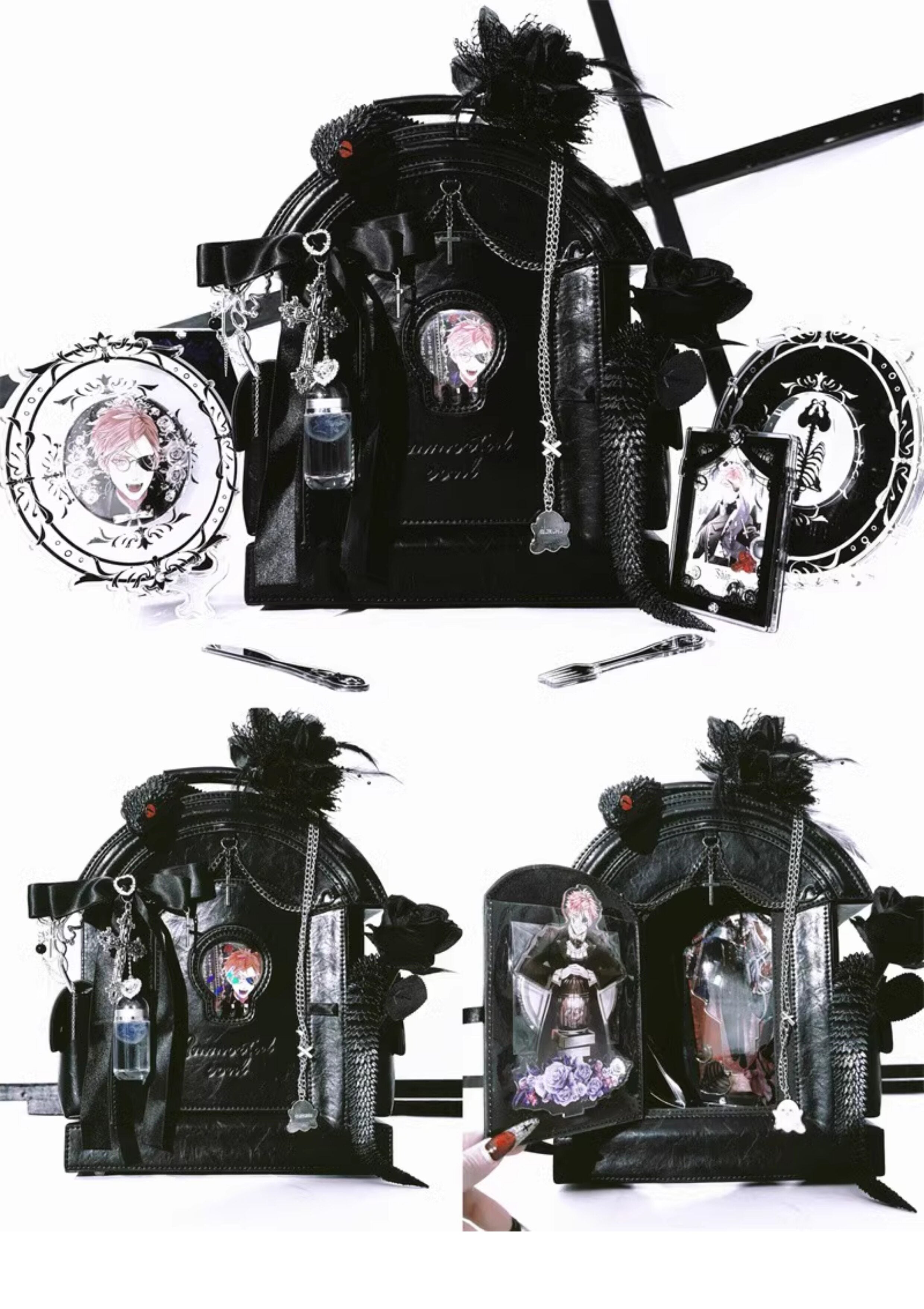 Gothic Lolita Skull Tombstone Shaped Doll Bag