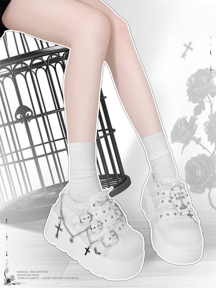 Dark Night Corridor Punk Denim Low Platform Shoes
