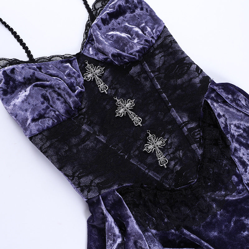 Lolita Gothic Halloween Purple Dress Set LG1016
