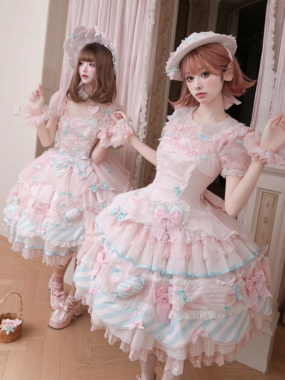 Candy Room Sweet Cake Lolita OP Pink Blue Pastel