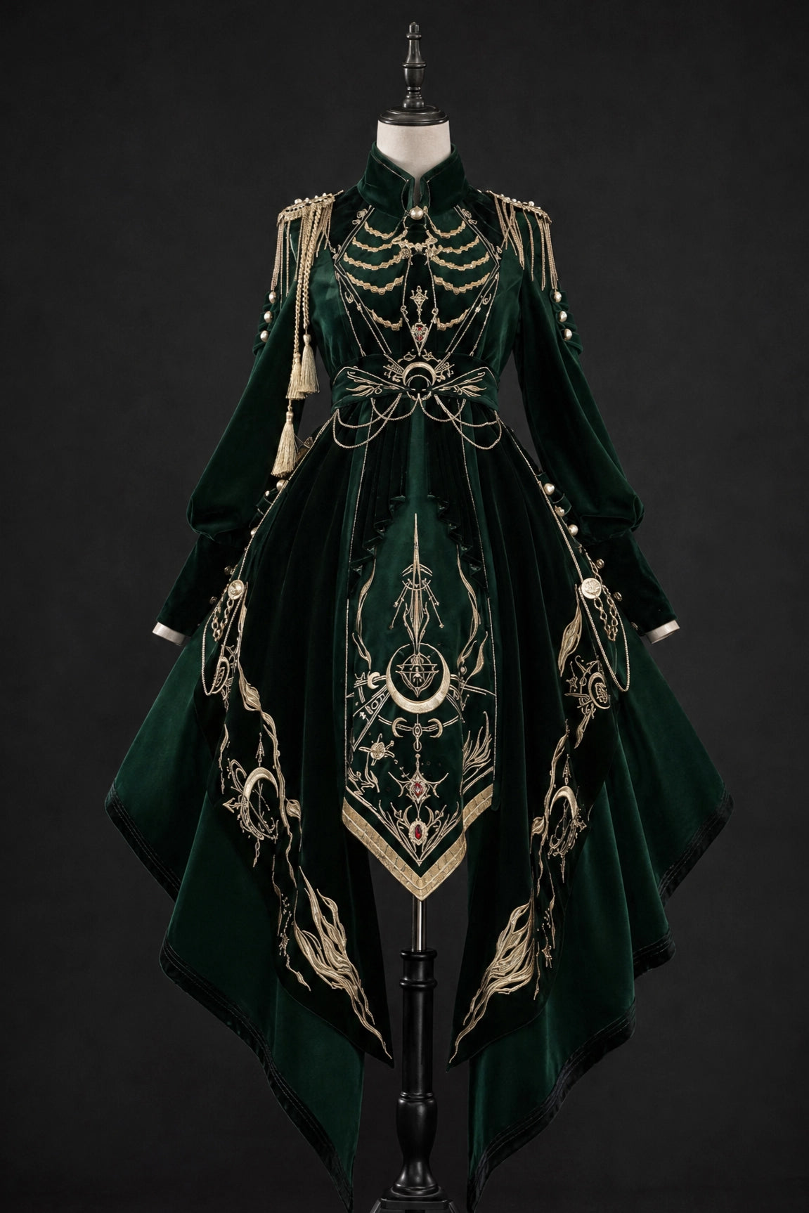 Final Relic Military Gothic Lolita OP Dress Full Set