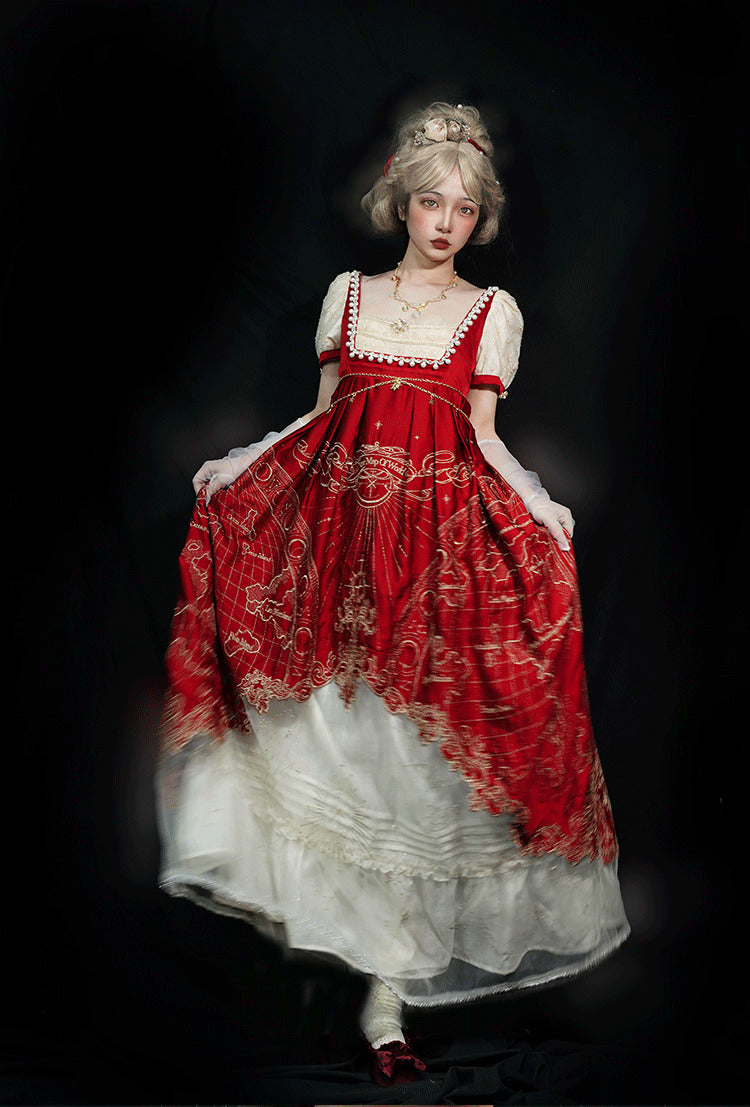 Stellar Map Lolita Wine Red Empire OP Dress