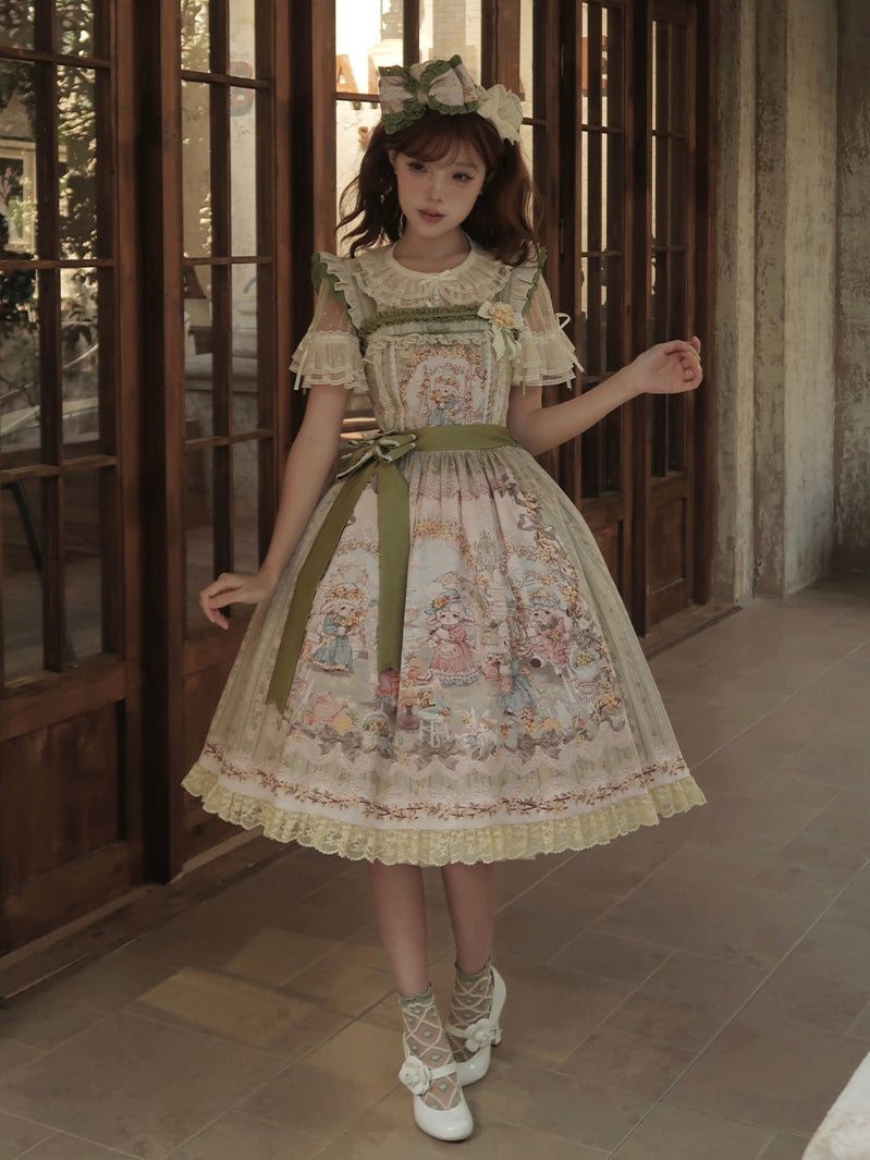Spring Sheep Pastoral Lolita Printed JSK Dress