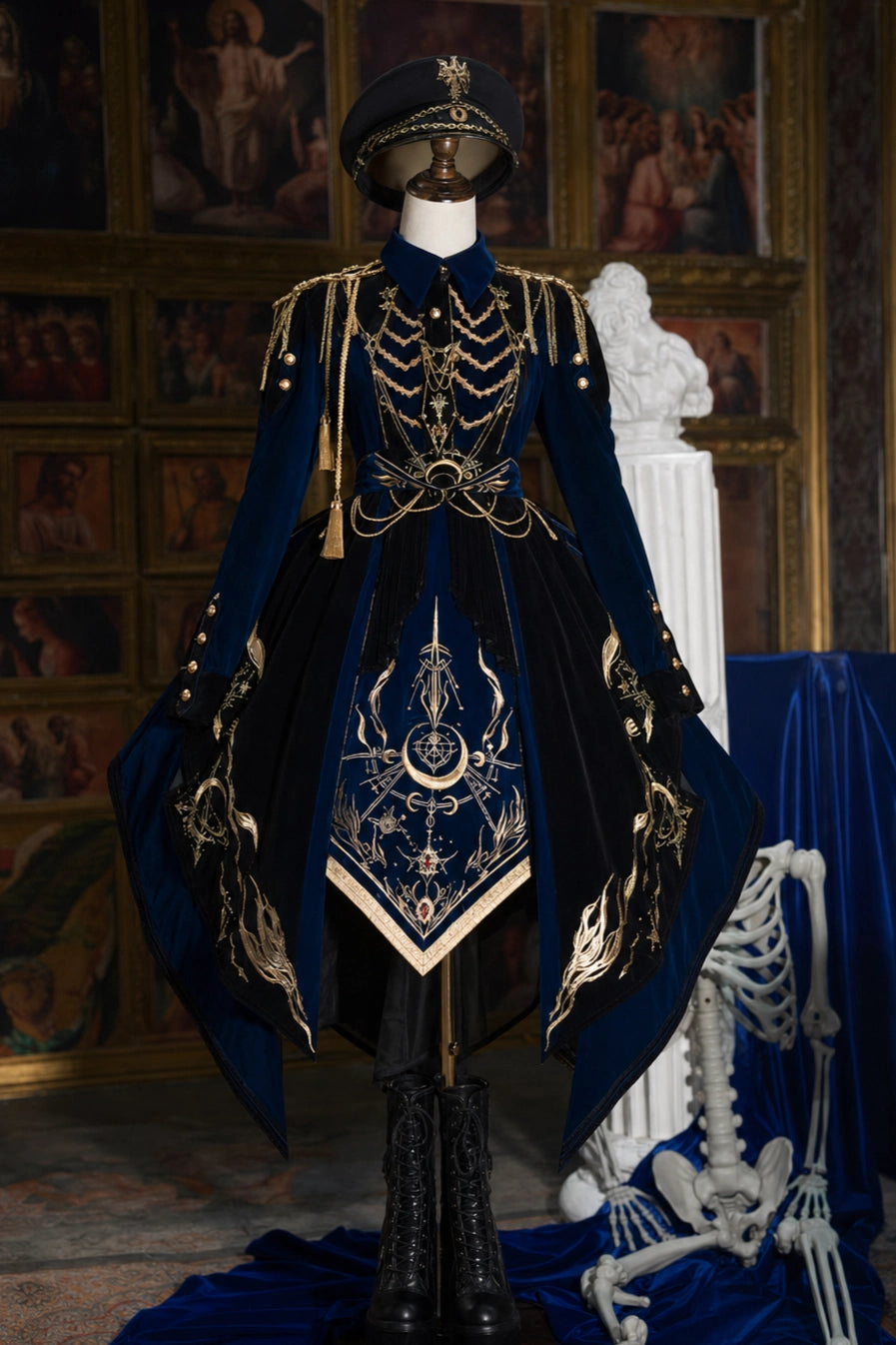 Final Relic Military Gothic Lolita OP Dress Full Set