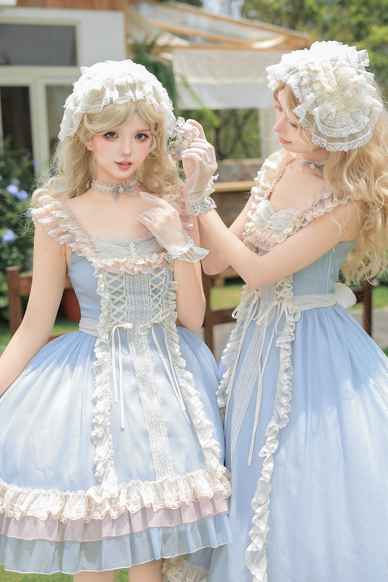 Island Diary Blue Romantic Flutter Sleeve Lolita JSK Dress