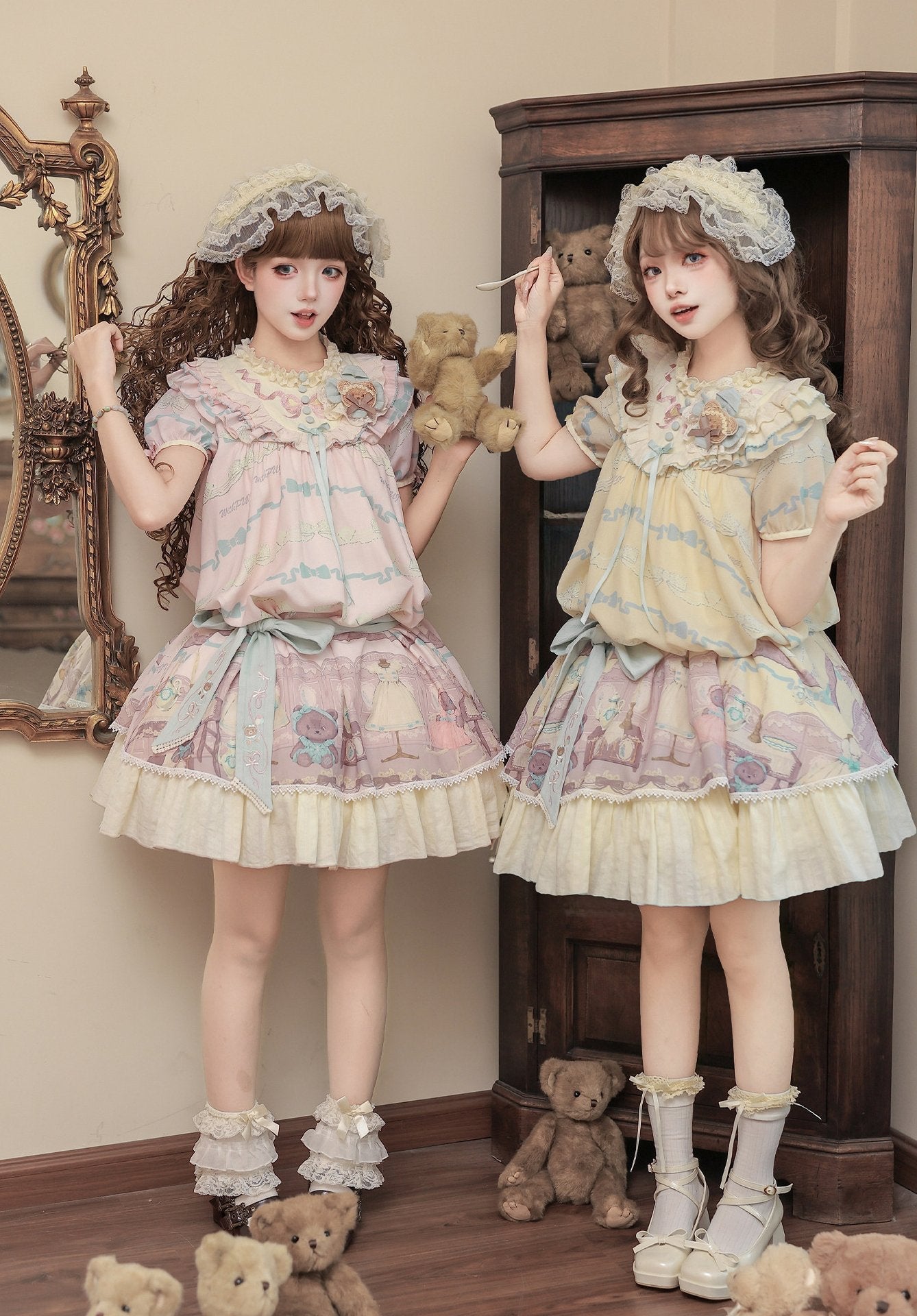Frosted Bear Dollhouse Antique Doll Lolita OP Dress