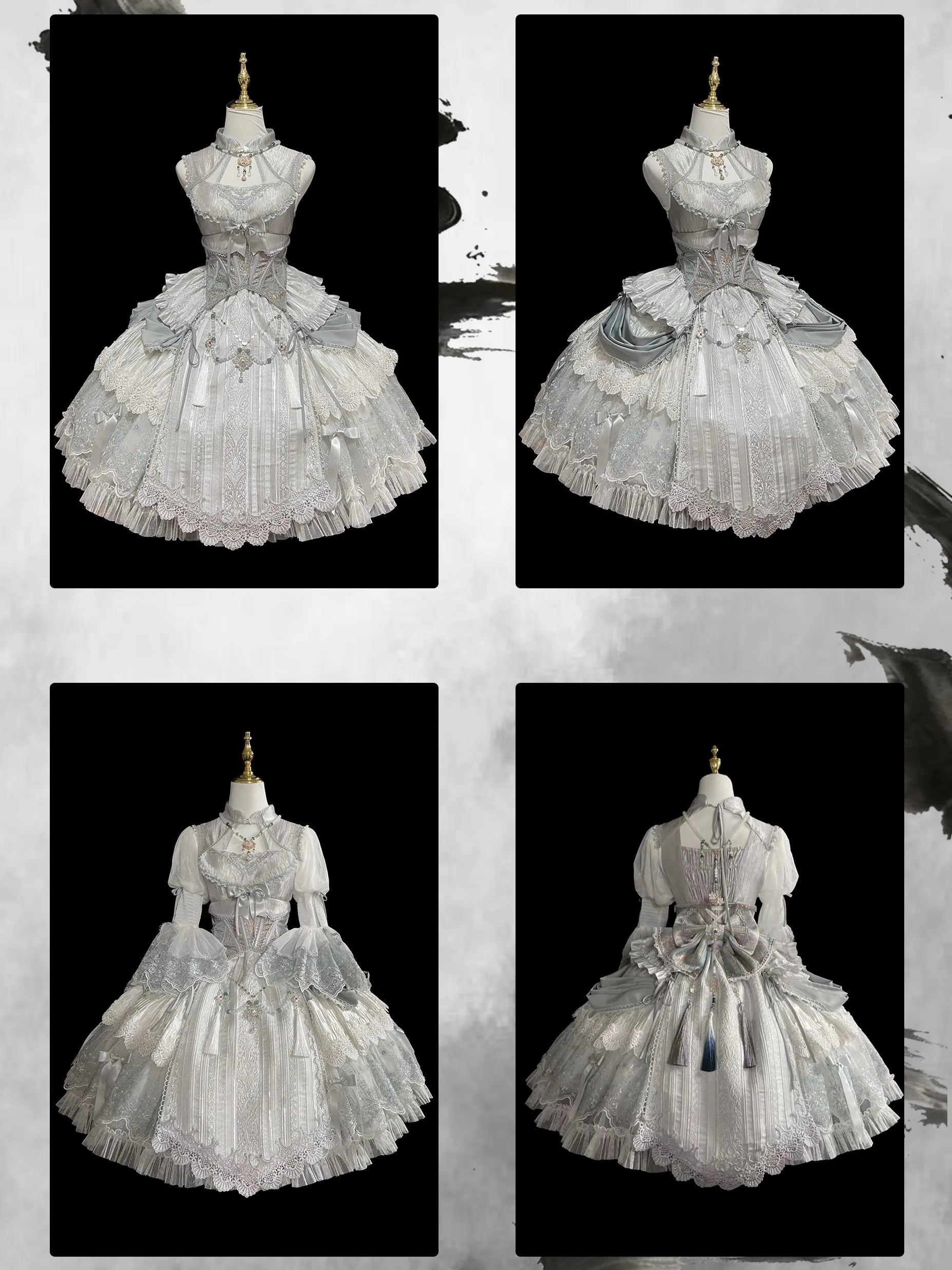 Candle Dragon Spirit Lolita Fantasy White JSK Dress Set