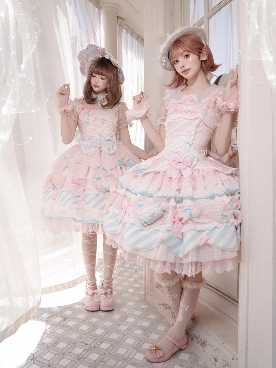 Candy Room Sweet Cake Lolita JSK Pink Blue Pastel