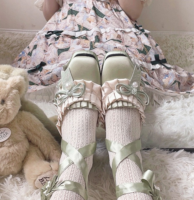 Lolita Sweet French Style Block Heel Mule Shoes
