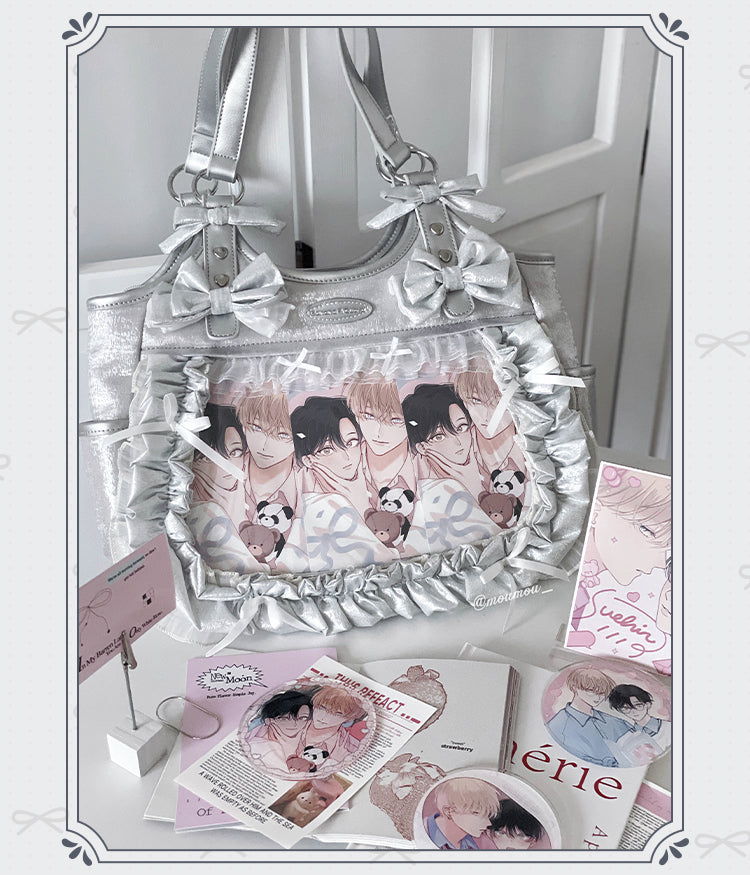 Lolita Elegant Black Ruffle Bow Ita-Bag Handbag