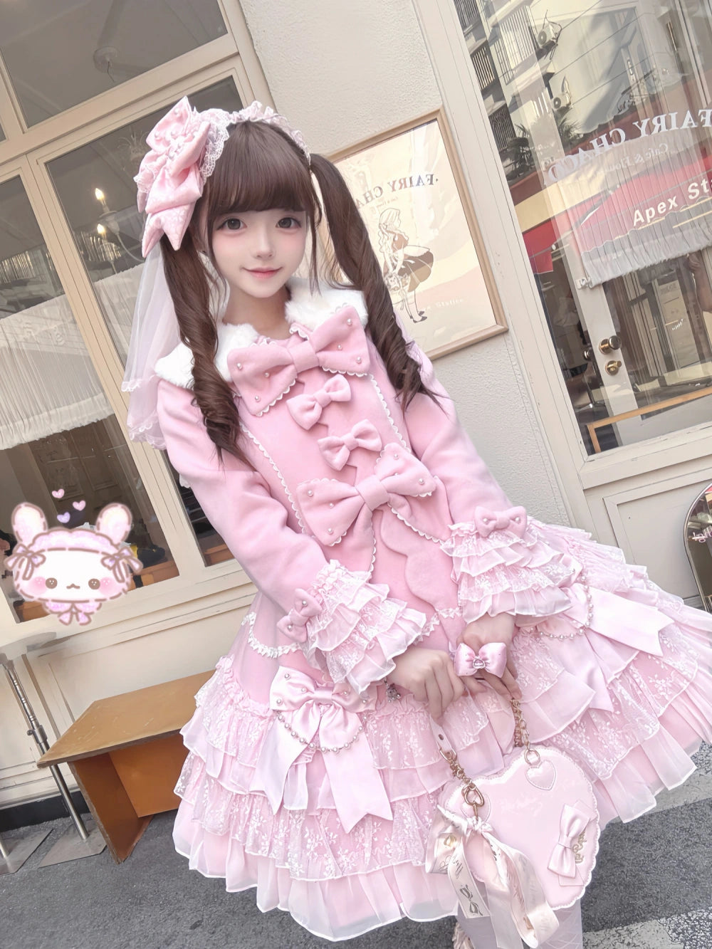 Pearl Petal Lolita Original Autumn & Winter Pink Outer Coat