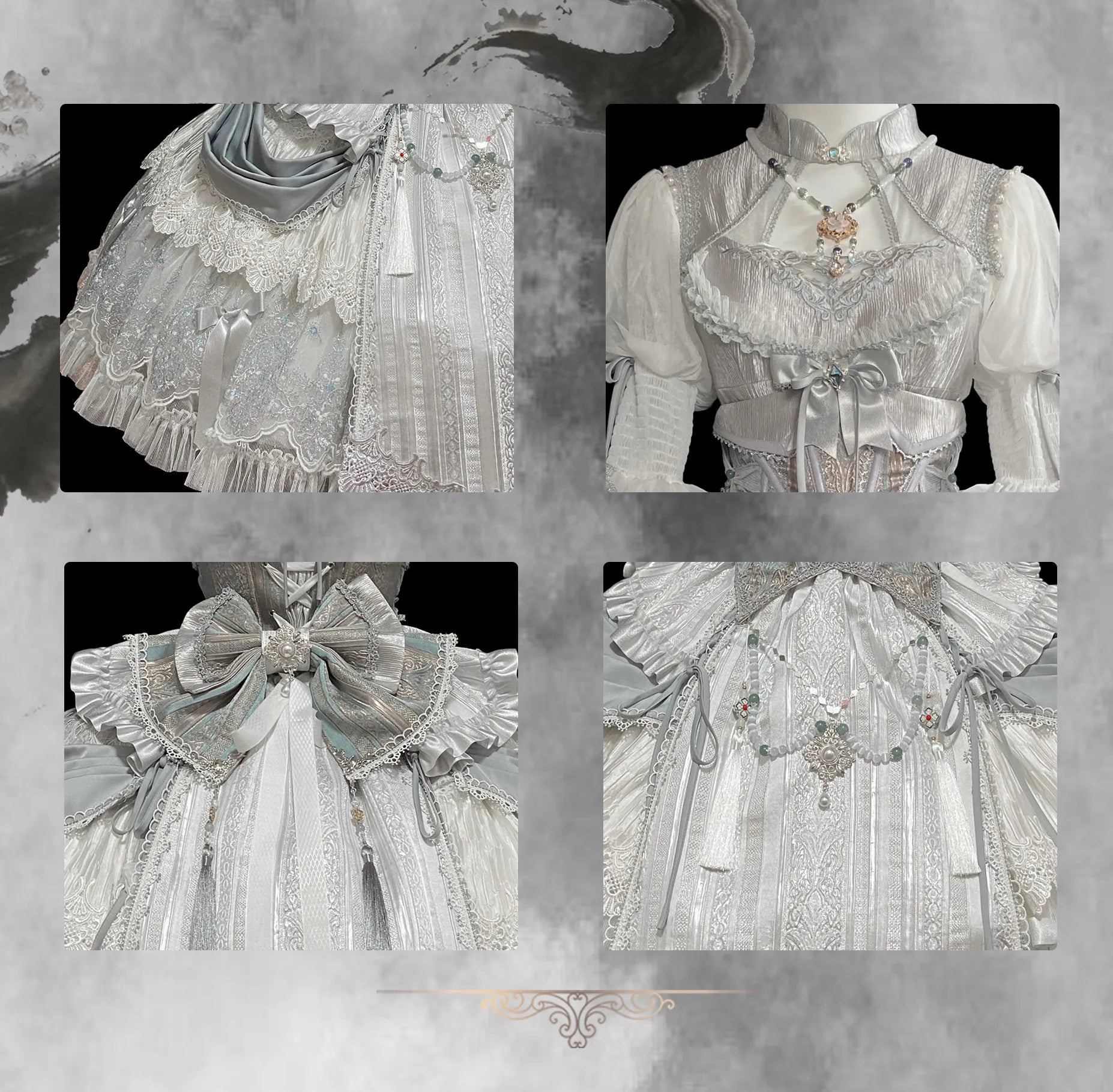 Candle Dragon Spirit Lolita Fantasy White JSK Dress Set