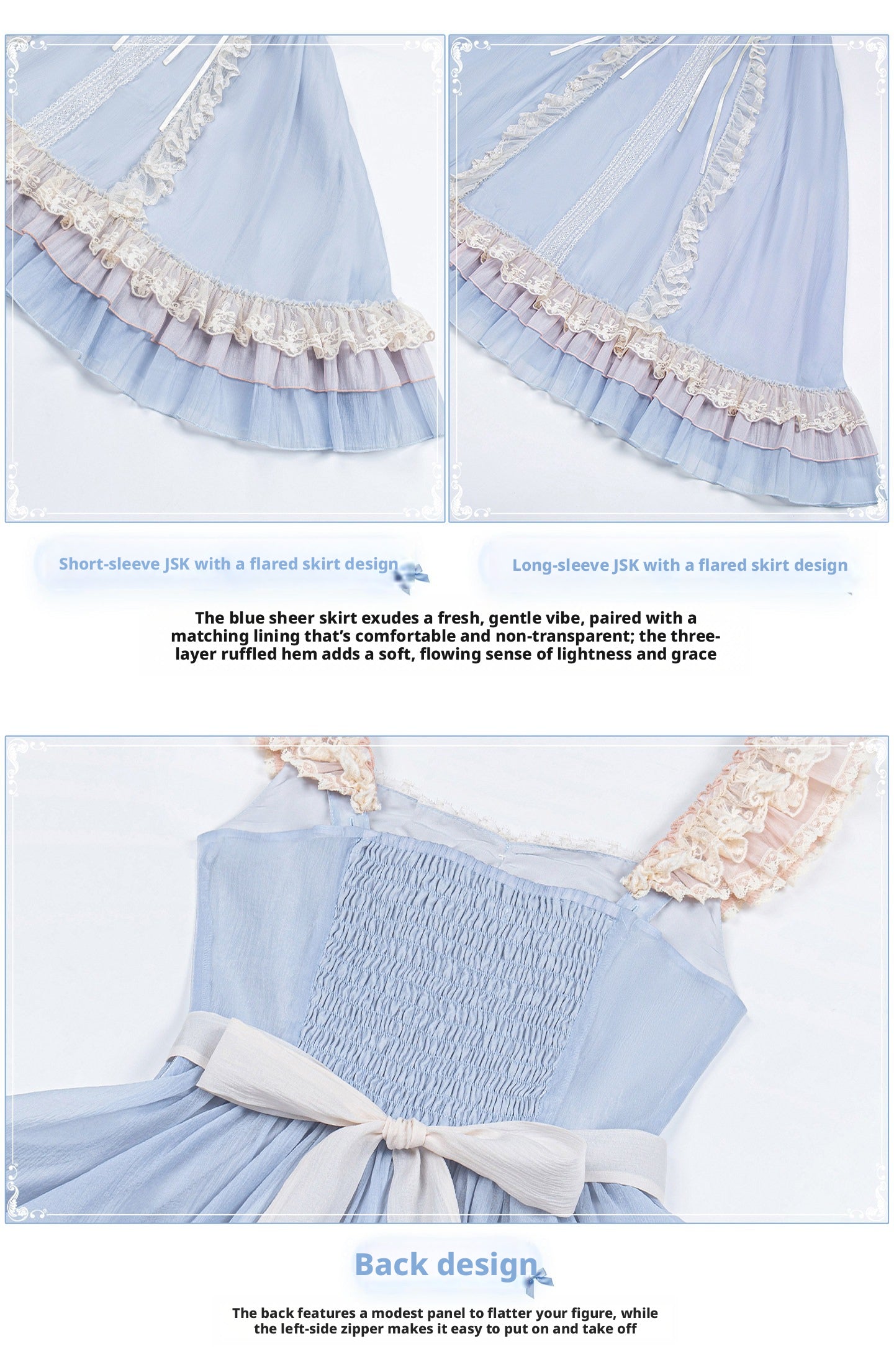 Island Diary Blue Romantic Flutter Sleeve Lolita JSK Dress