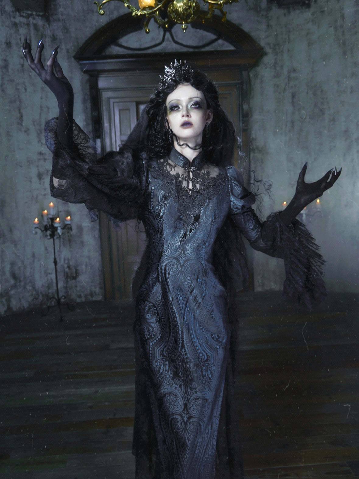 Sale at 20:00, Oct 20th. Call of Snowland Lolita Original Gothic Halloween Black Lace Mermaid Dress