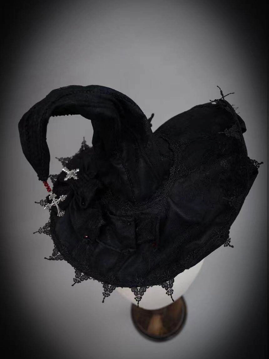 Rose Church Lolita Gothic Irregular Top & SK with Witch Hat Set