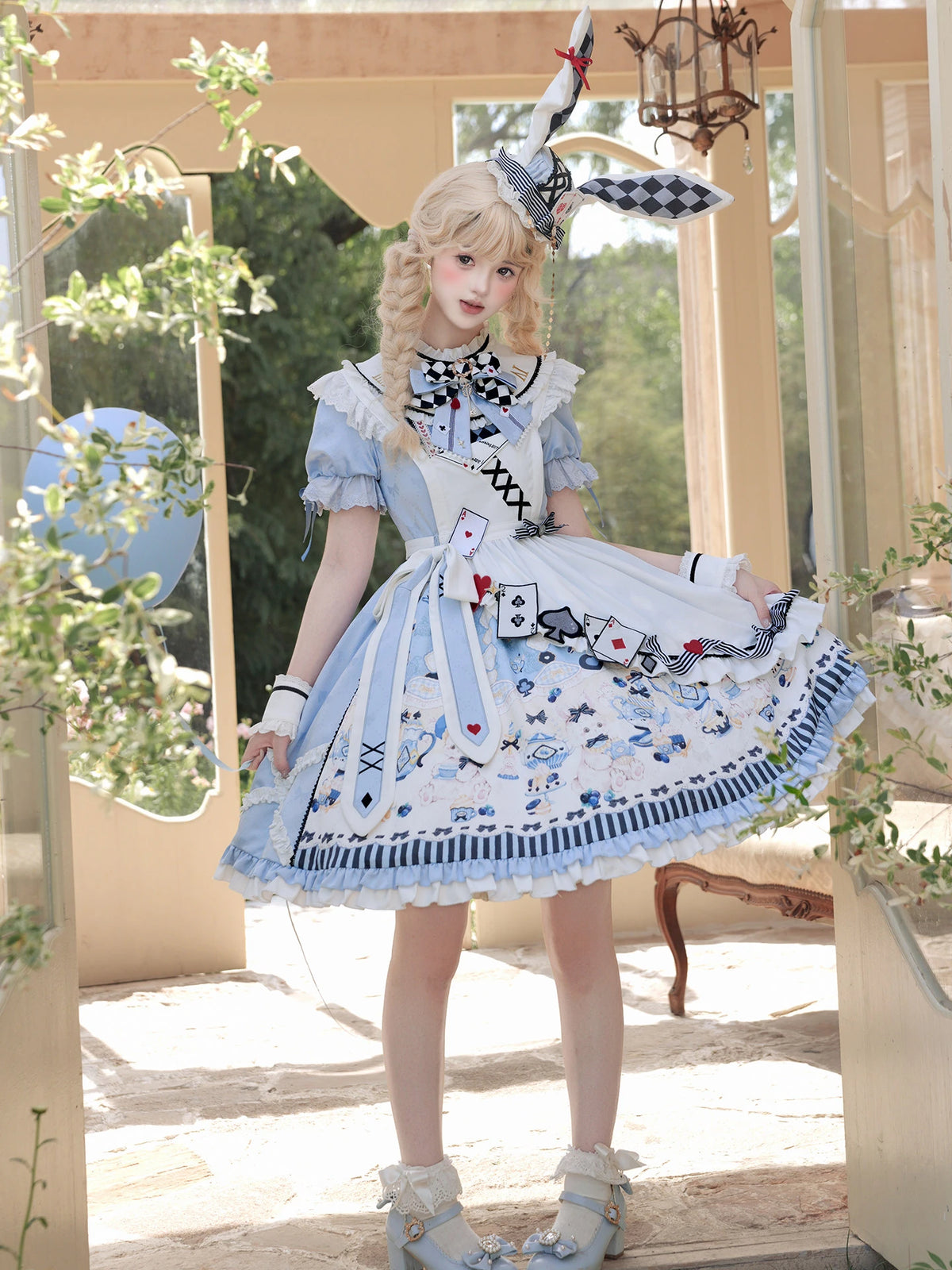 Alice Tea Party 2.0 Original Fairy Tale Style Lolita Blue OP Dress Set