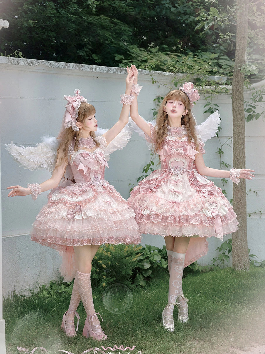 Beloved Swan Gorgeous Sweet Pink Lolita JSK & OP Dress
