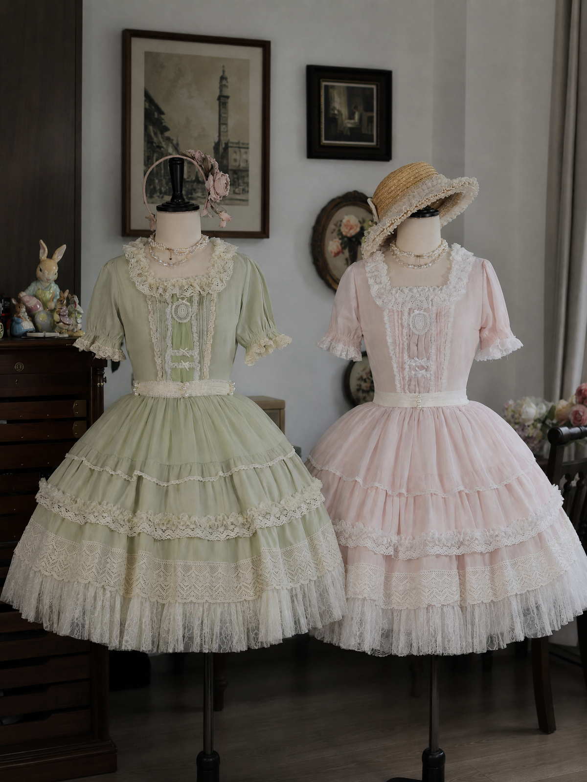 Antique Ball 3.0 Lolita Elegant French Style Maiden Short Sleeve OP Dress