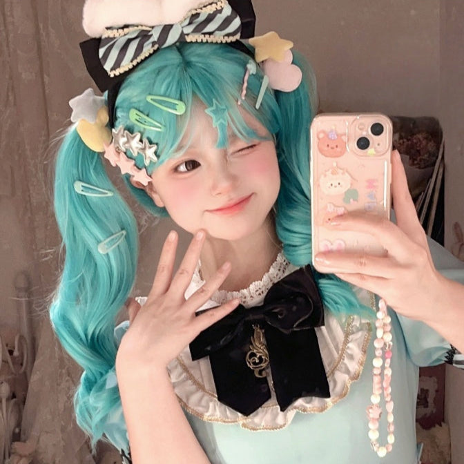 Lolita Miku Inspired Long Curly Mint Green Y2K Wig