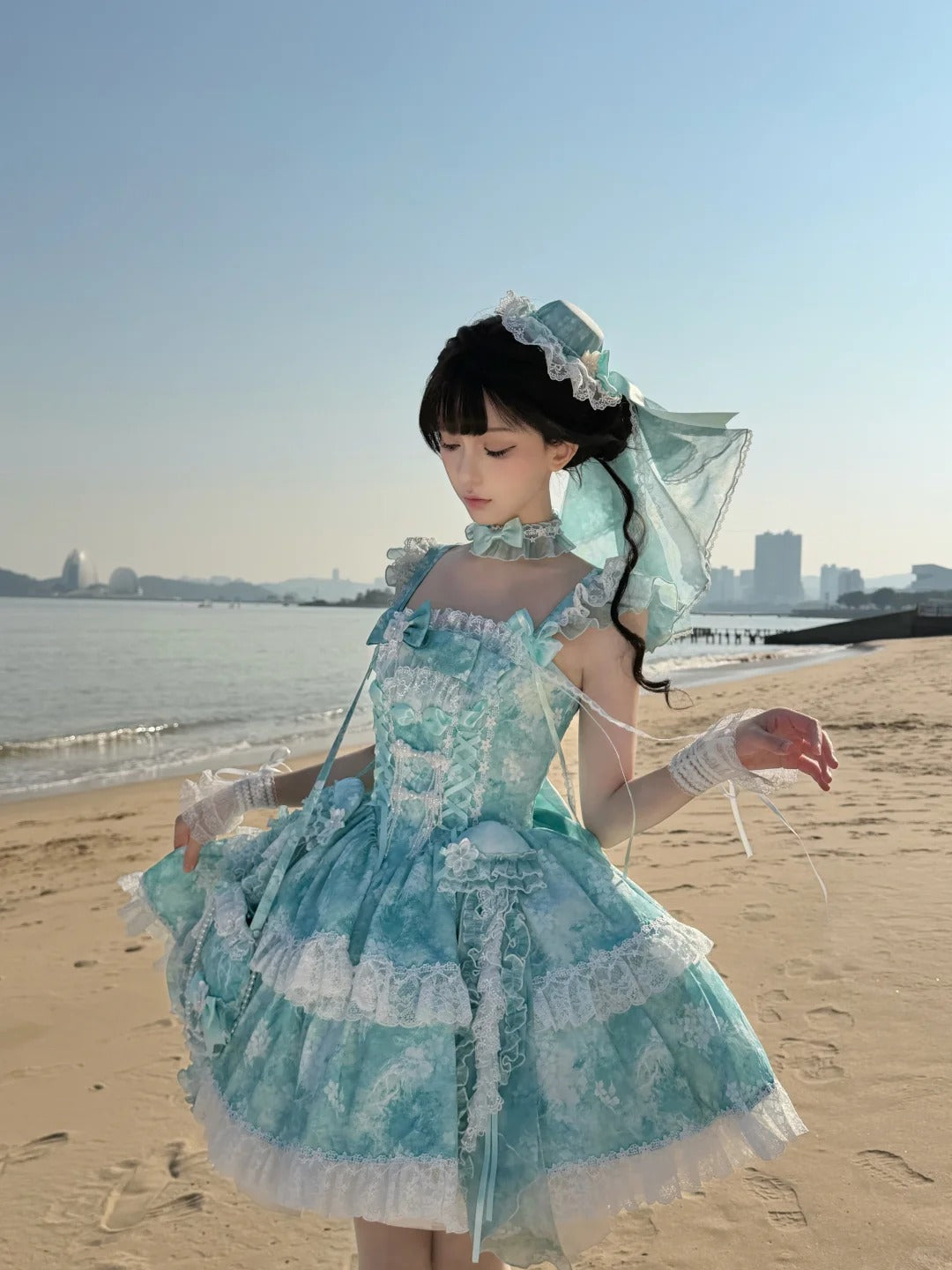 Jellyfish Pear Blossom Daily Lolita Blue JSK Dress