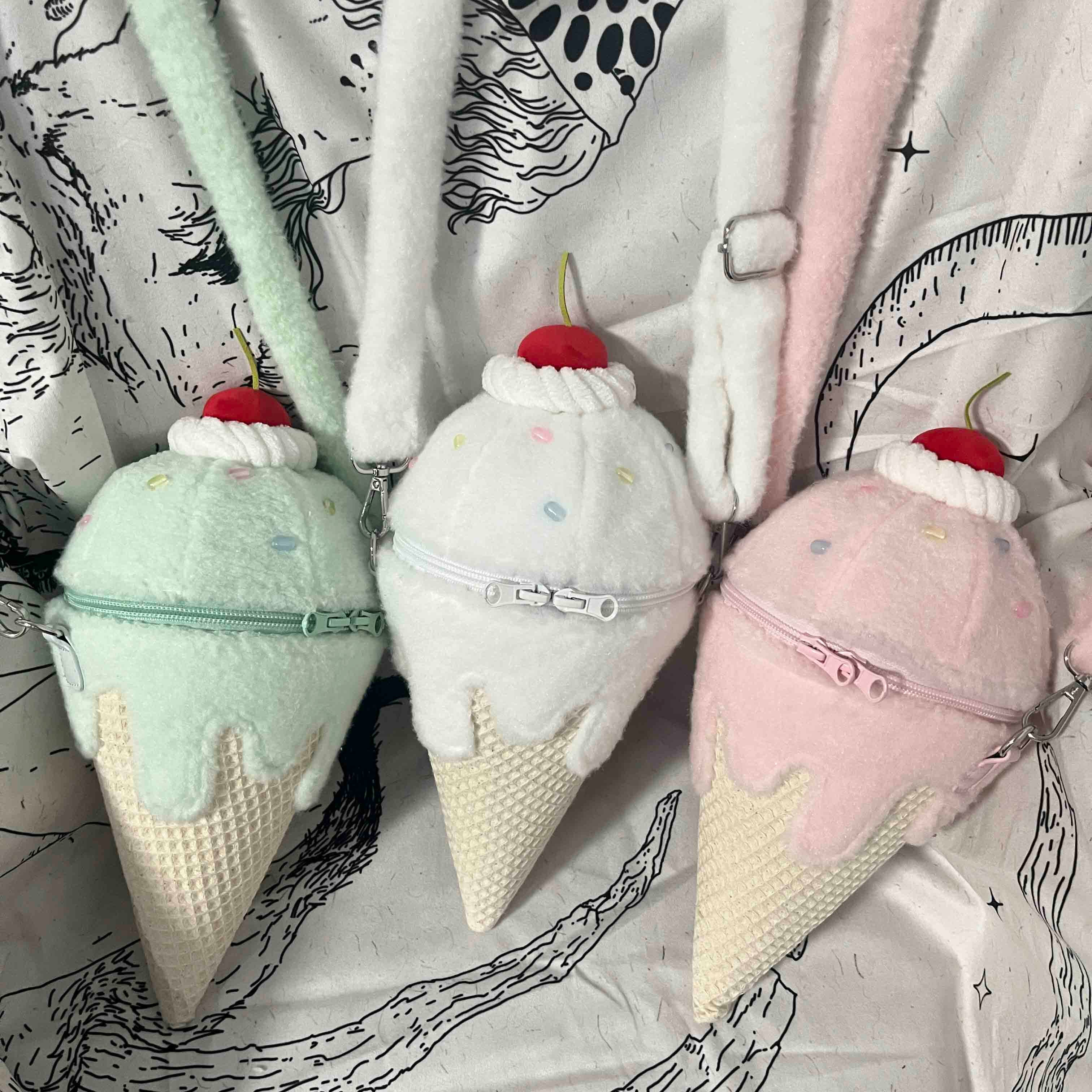 Melting Ice Cream Plush Crossbody Bag