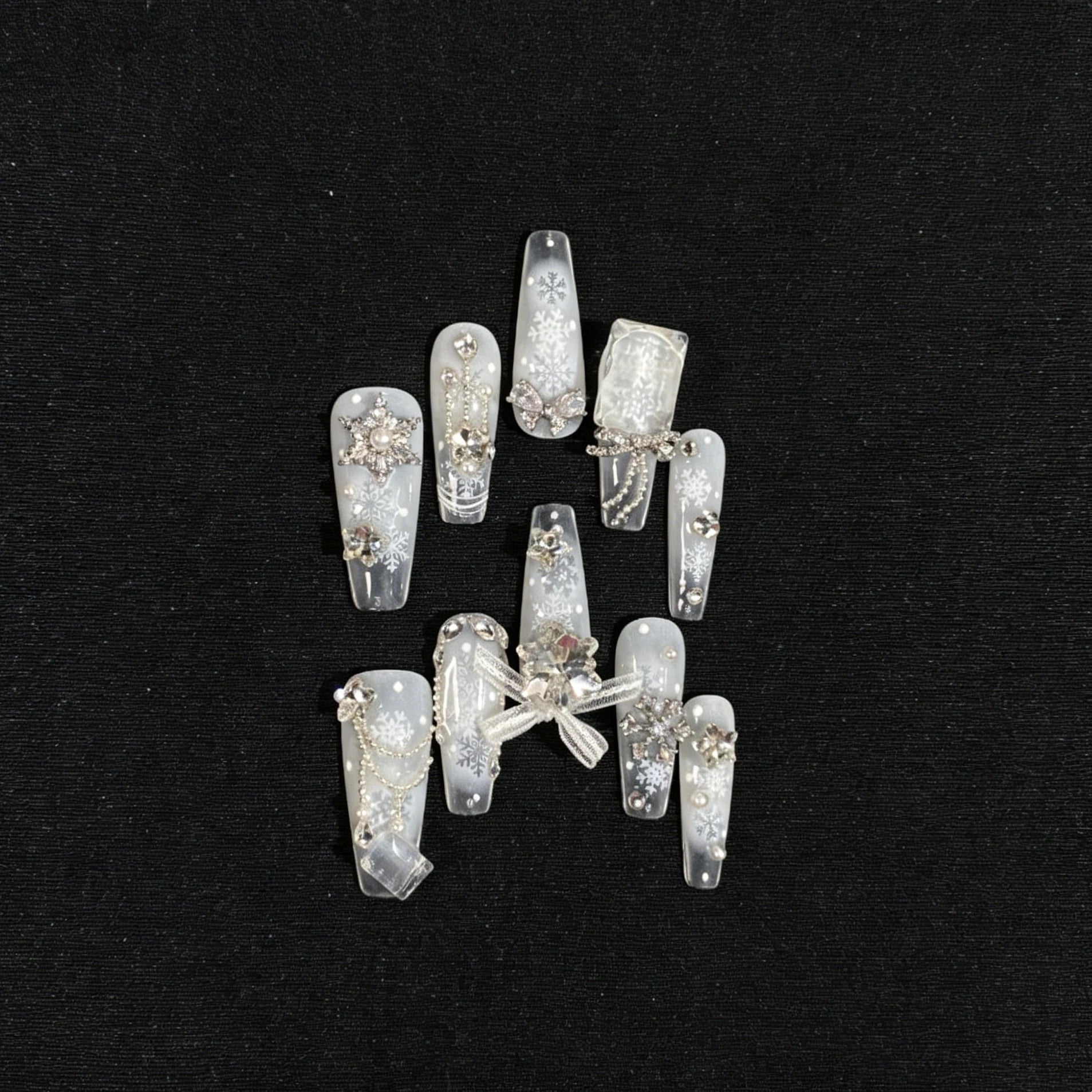 White Love Ballad Lolita Handmade Detachable Press-On Nails