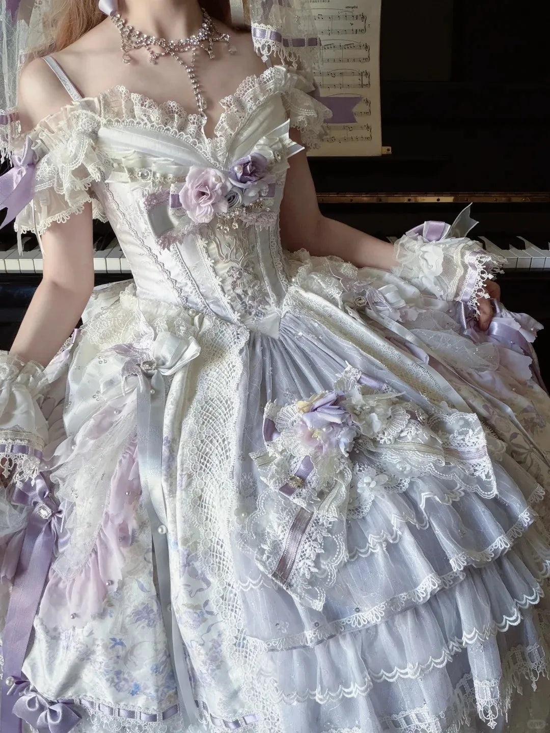 Elegant Floral Bridal Gorgeous Hanayome Style Lolita Dress