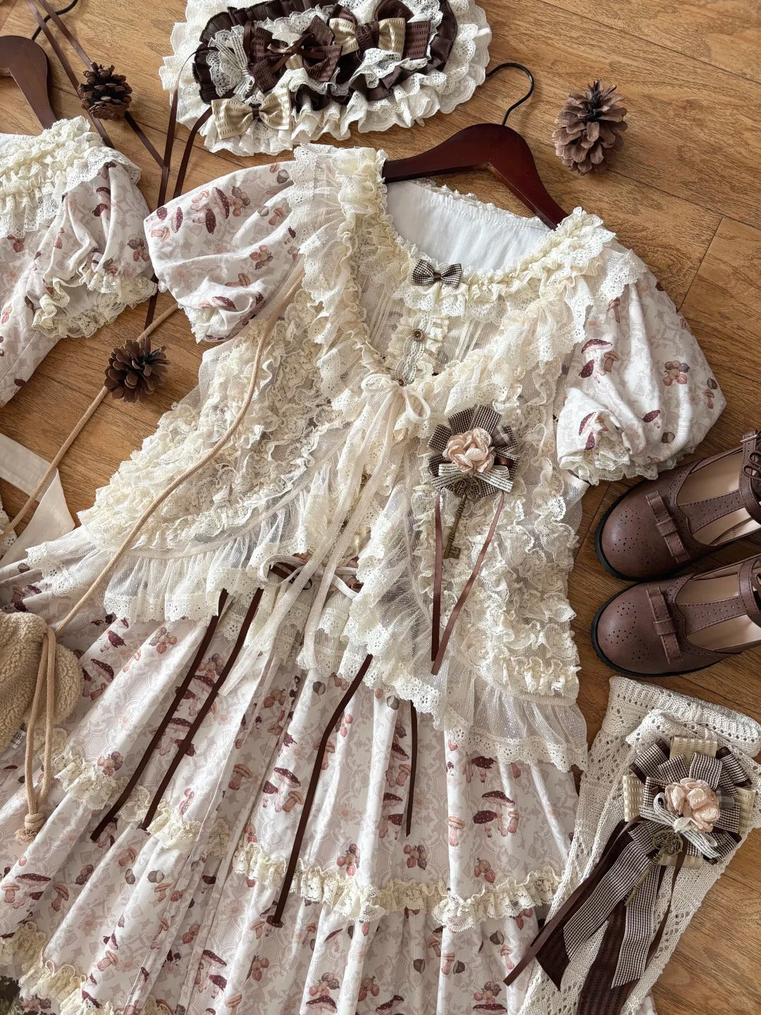 Magic Telegram Squirrel Fairytale Cottage Lolita Long OP
