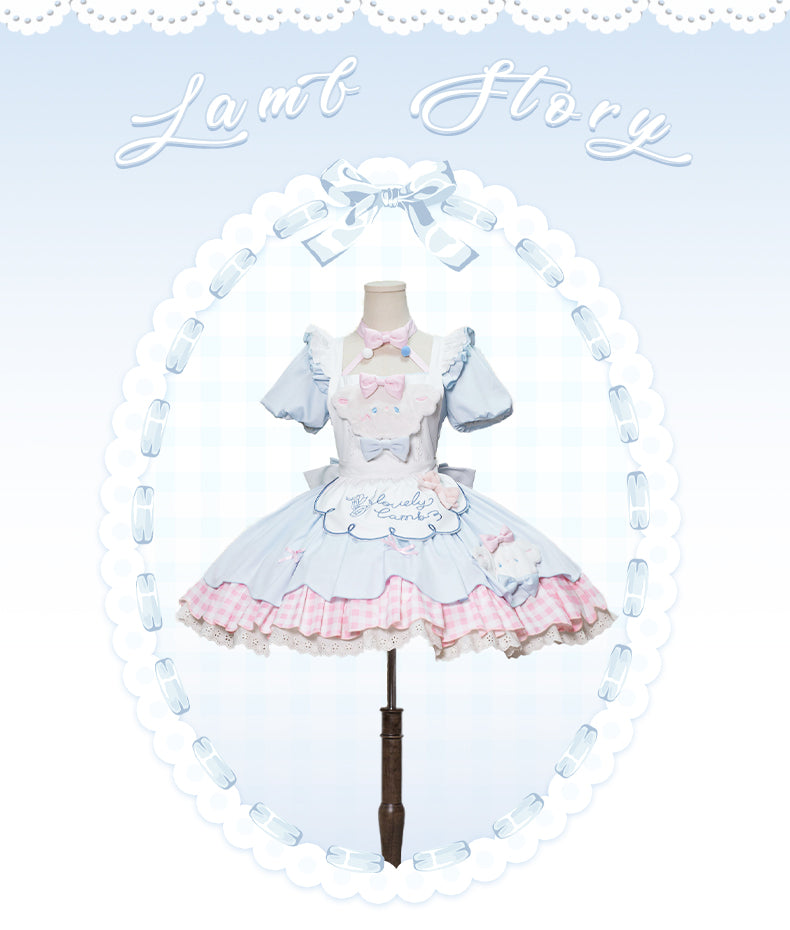 Lolita Kawaii Lamb Puff Sleeves OP Dress LS1014