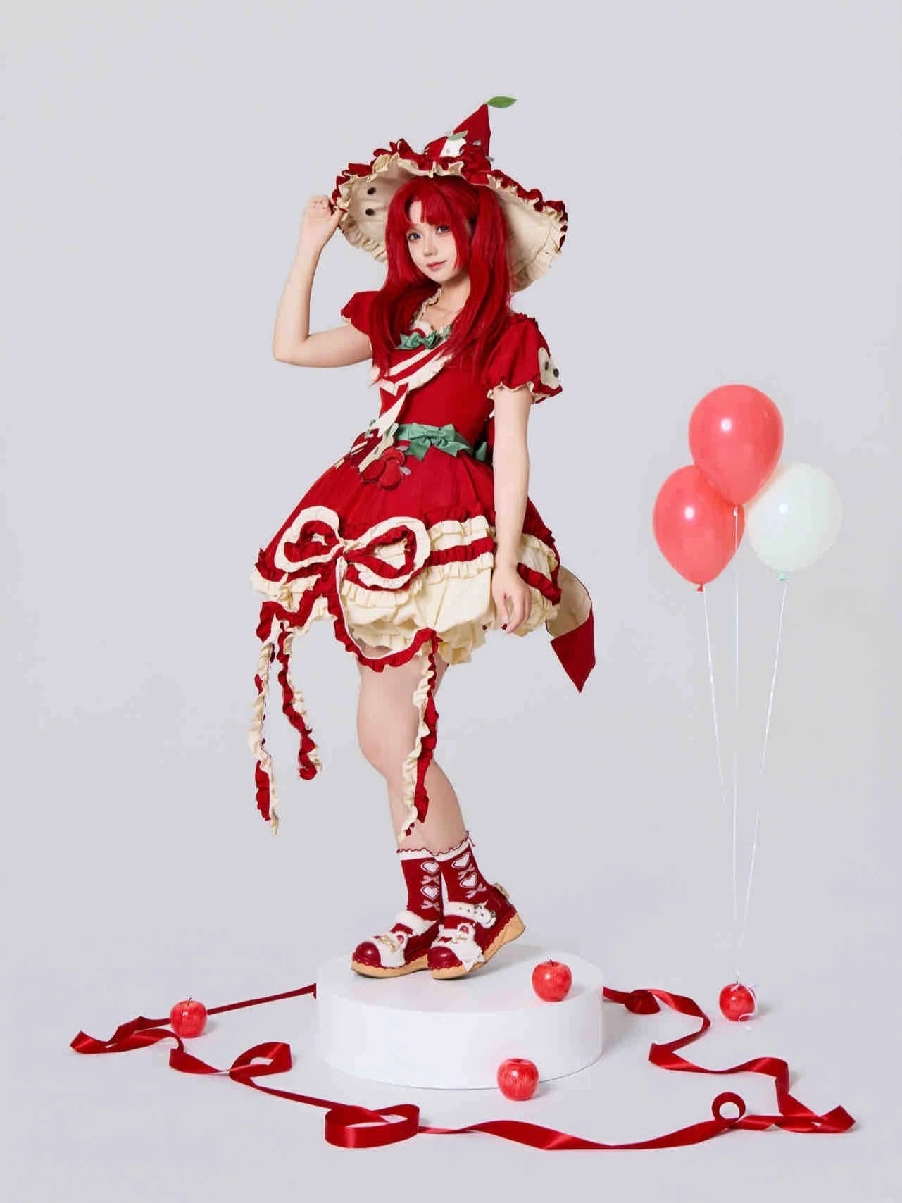 Magic Apple Red Cartoon Sweet Lolita OP Set with Bloomers
