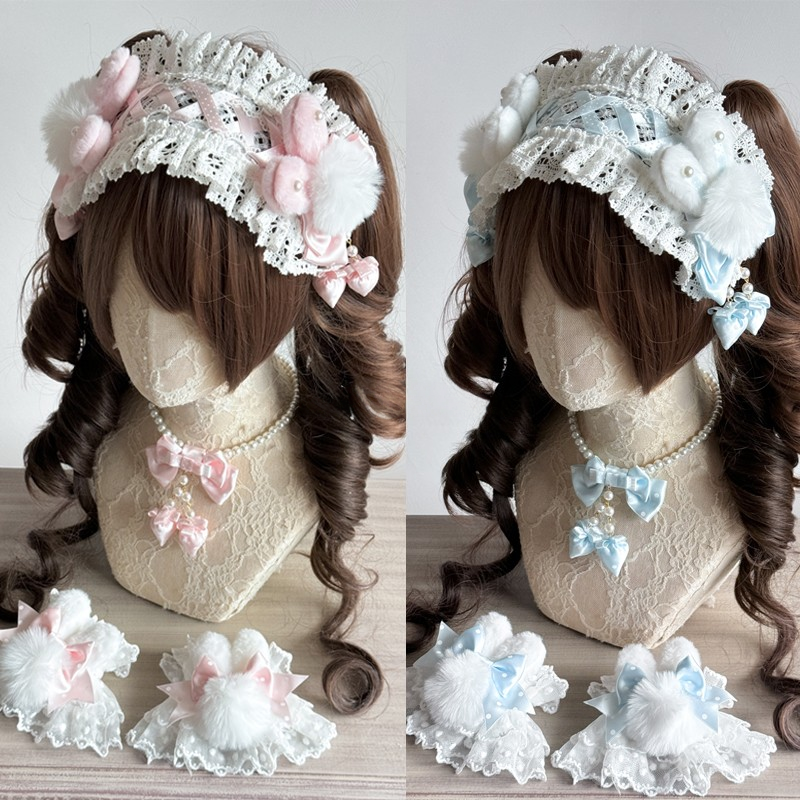 Lolita Kawaii Fluffy Bunny Headband LA1009