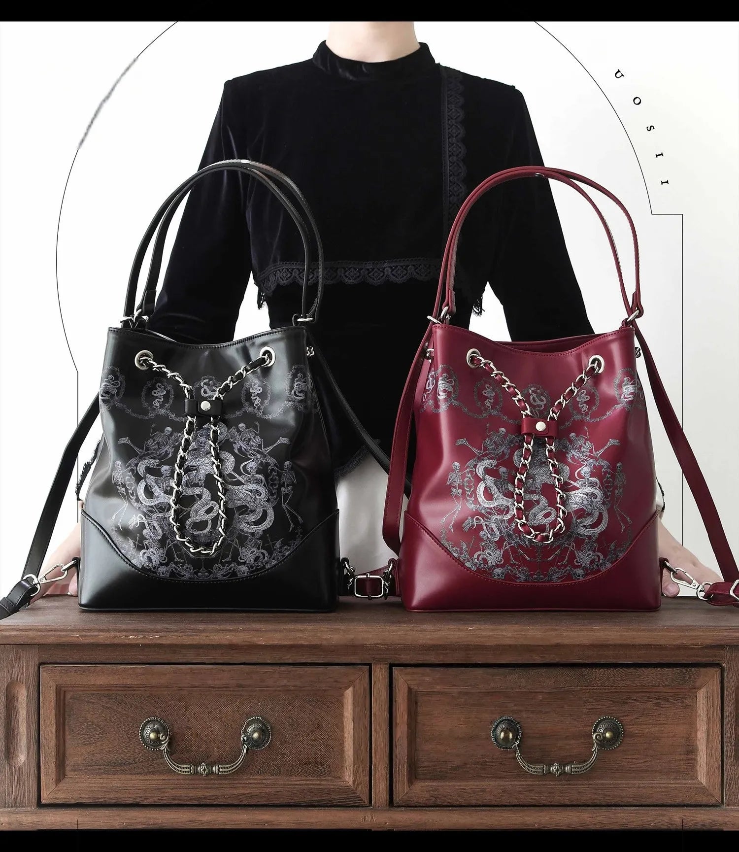 Snake Bone Hell Gothic Small Ita Underarm Shoulder Bag