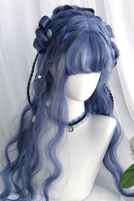 Long Wavy Ash Purple Wig