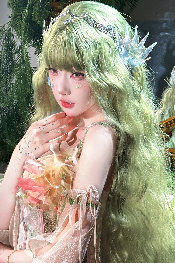 Long Curly Fairy Classic Green Wig