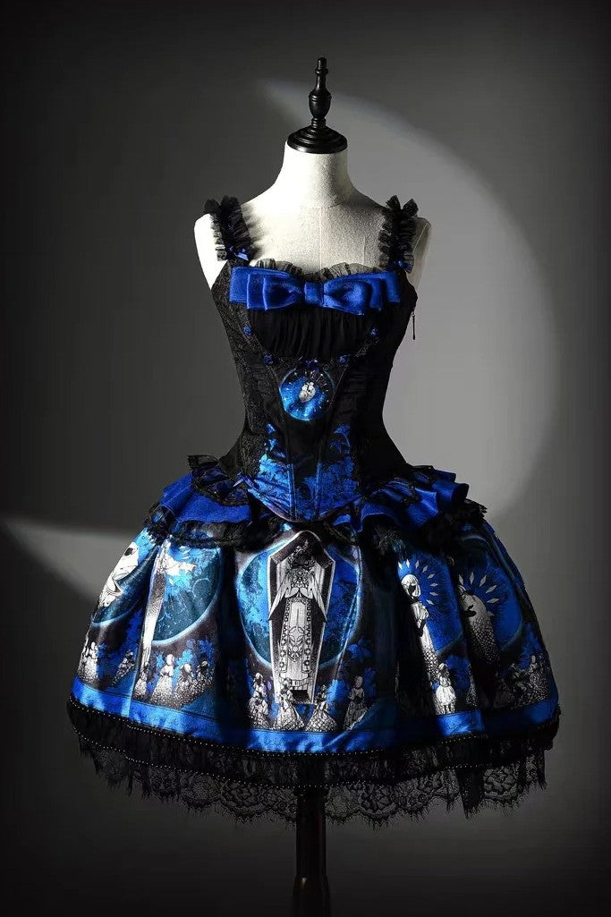 Dark Moon Corridor Lolita Gothic Corset SK Set
