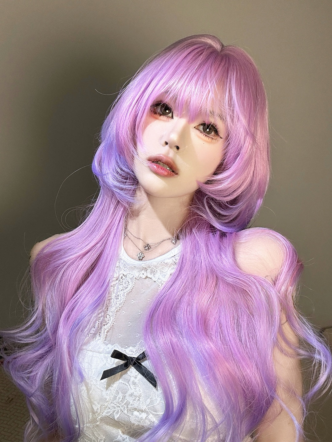 Long Wavy Jellyfish Wig Pink to Purple Gradient Sweet Hair LE7003