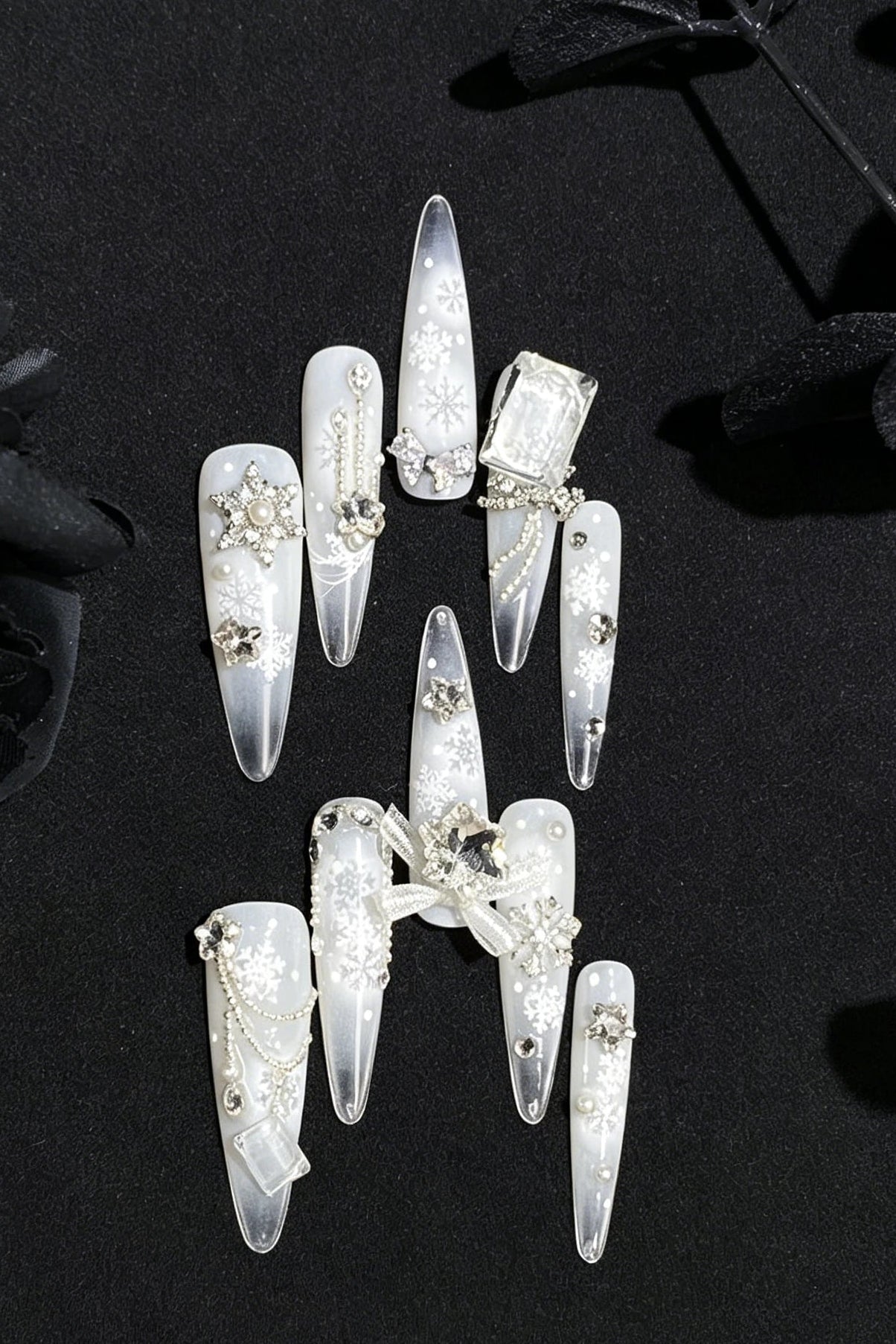 White Love Ballad Lolita Handmade Detachable Press-On Nails