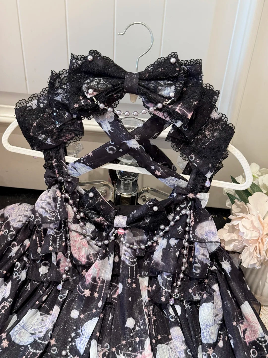 Dreaming of the Sea Mini High-Waist Black Ocean Jellyfish Lolita JSK