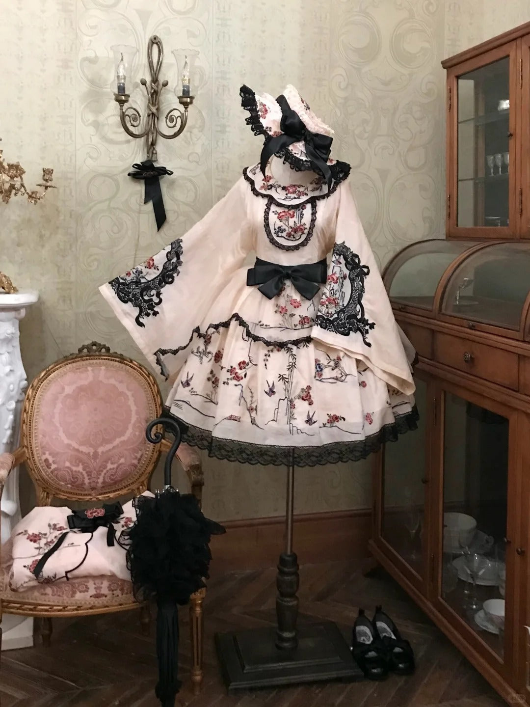 Floral & Bird Amber Japanese Style Dress Set