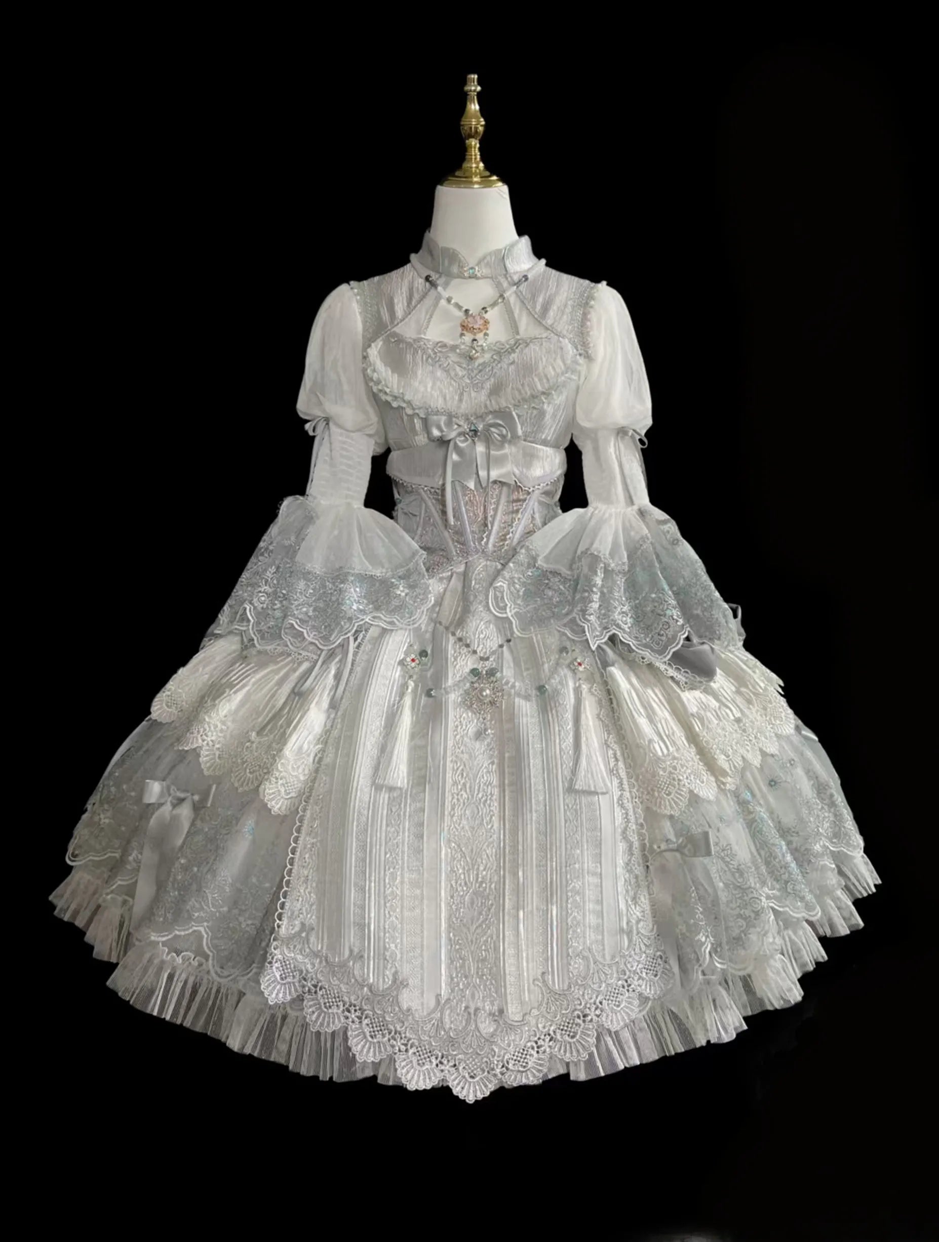 Candle Dragon Spirit Lolita Fantasy White JSK Dress Set