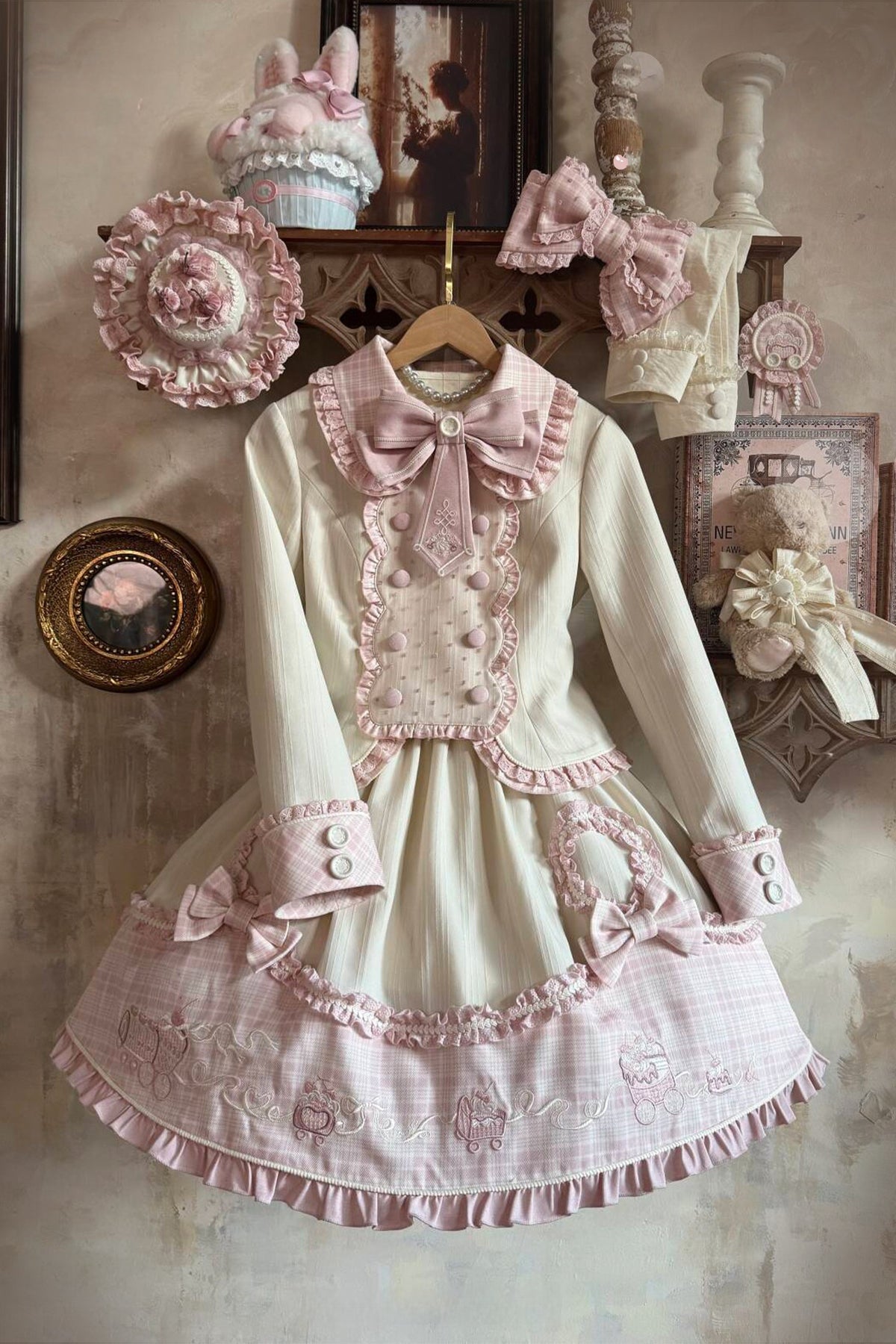 Dessert Train Sweet Lolita Inner Top & SK Jumper Skirt Set