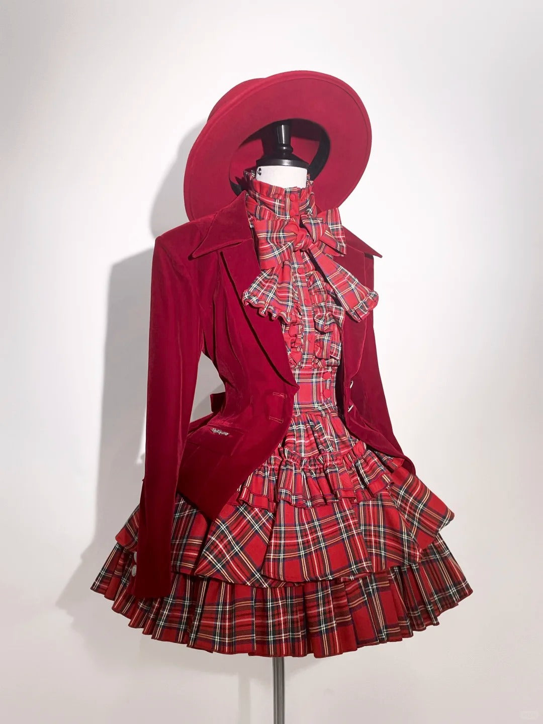 Doll Giftbox Christmas Limited Red Plaid Limited Lolita Long Sleeve Blouse & Skirt Set