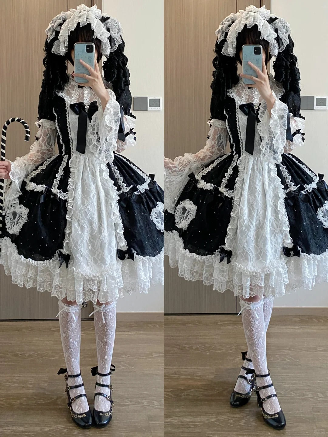 Lacy Doll Black Rhinestone Lace Gorgeous Lolita OP